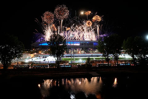 Fireworks during 2024 Summer Olympics closing ceremony